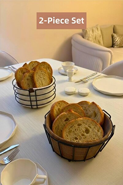 Edora Home مجموعة من 2 سلة خبز سوداء مستديرة، سلة خبز بيضاوية الشكل، مجموعة أ...