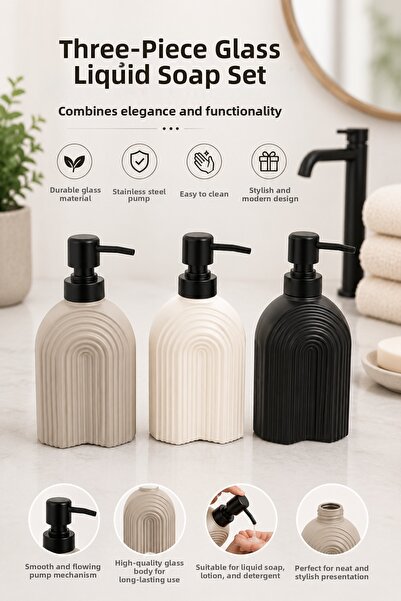 Evsun Home Collection 3 Pieces Pi̇nterest Model Liquid Soap Dispenser Set Mix...