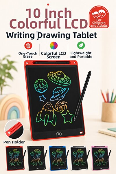 Arvital 10 Inch Lcd Colorful Writing Drawing Tablet Screen Locking Pen One-Ke...