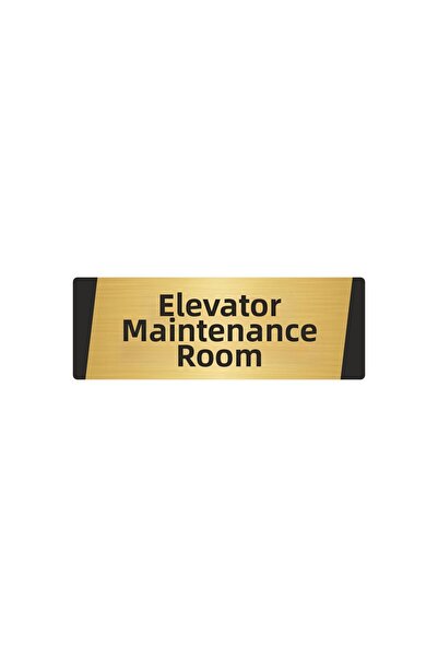 Özarslan Dizayn Elevator Maintenance Room Metal Warning Sign 10X20 cm Gold Color