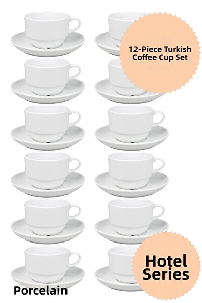 ALBETTO 12-Person Hotel Series Porcelain Turkish Coffee Cup