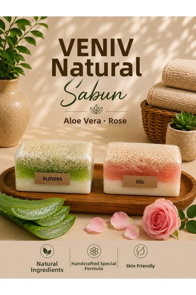 TR Aloe Vera & Rose Natural Pumpkin Fiber Soap Set – Handmade Special Formula