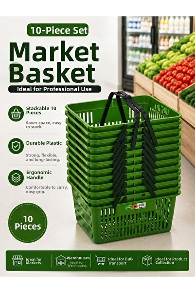 LOREMPBOX 10-Piece Market Basket Set 23X49X33,5 cm Professional Grade Plastic...
