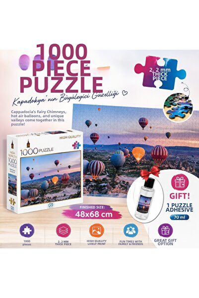 kruxon 1000 Piece Cappadocia Puzzle 48X68 cm |   2.2 mm Thick Pieces + 70 ml ...