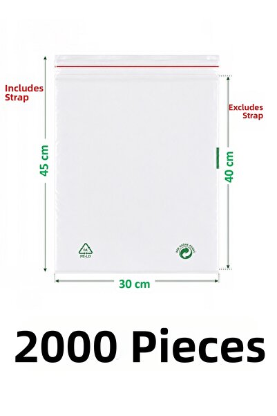 MTKardeşler 2000 Pieces 30X40+5 cm Transparent Green Recyclable Adhesive Nylo...
