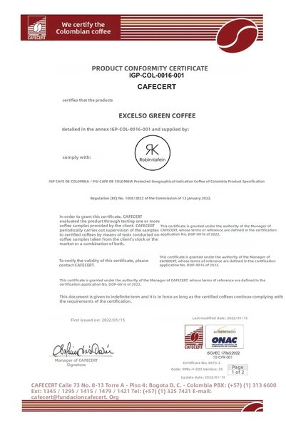 Robin Kafein Qualified Core Espresso Freshly Roasted 5 kg
