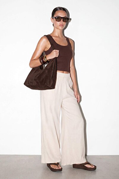 Drop by TrendyolMilla Ecru Elastic Waist Comfortable Fit Pants Tdrss26Pl00052