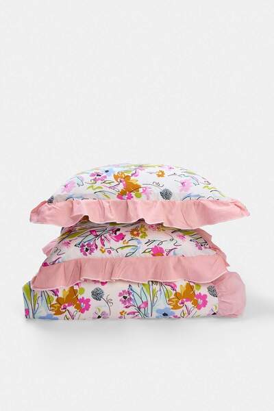 TRENDYOLMİLLA HOME Pink Floral Pattern Double Duvet Cover Tphss26Ckn00039