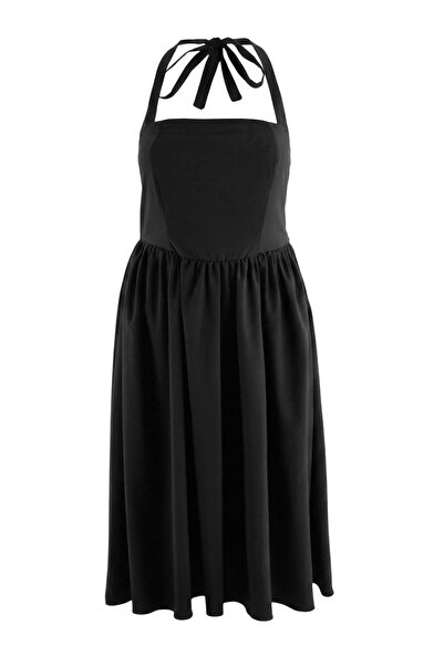 Trendyol Curve Black Woven Plus Size Dress Tbbss26Ah00054