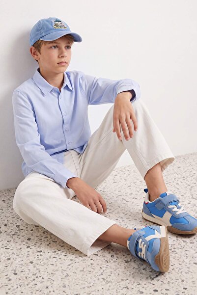 TRENDYOLKIDS Blue Boy's Long Sleeve Shirt Tkdaw27Go00003