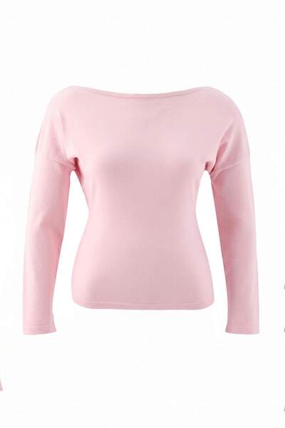 Trendyol Collection Pink Boat Neck Fitted Knitwear Sweater Twoaw27Kz00170