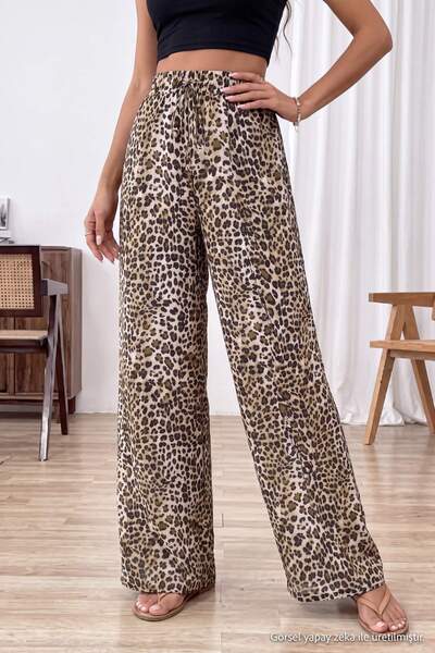 Trendyol Collection بنطلون شاطئ منسوج بنقشة استوائية 100% قطن TBESS26PL00015