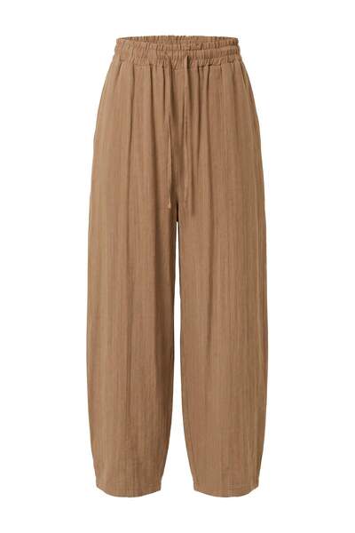Drop by TrendyolMilla Khaki Pocketed Wide Cut Trousers with Elastic Waist Tdr...