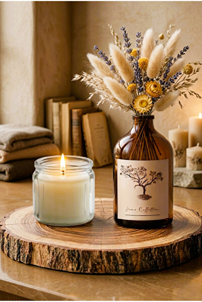 junibeliw 2li Set Amber Siyah Etiket Dekoratif Cam Şişe Vazo Kavanoz 100ml(Çİ...