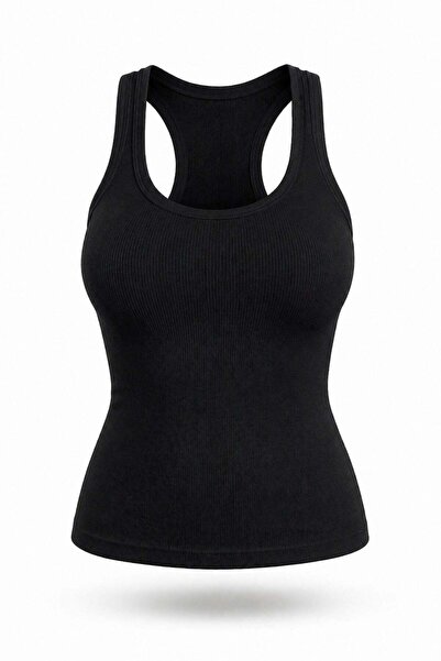 5in1Canpolat Black V-Neck Ribbed Undershirt 17595