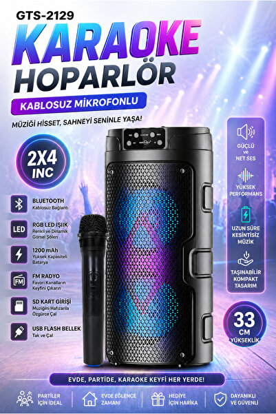 nextbuy Bluetooth Hoparlör Kablosuz Mikrofonlu Karaoke Speaker Ses Bombası RG...