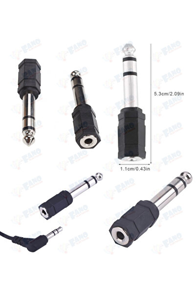 FANO (2 Adet)-6,3 mm Stereo Erkek -3,5 mm Dişi Kulaklık Jakı Fişi Ses Stereo Adaptörü, Kulaklık, Enstrüman, Gitar