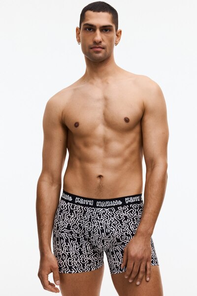 H&M 3'lü Pamuklu ve Baskı Motifli Boxer Şort