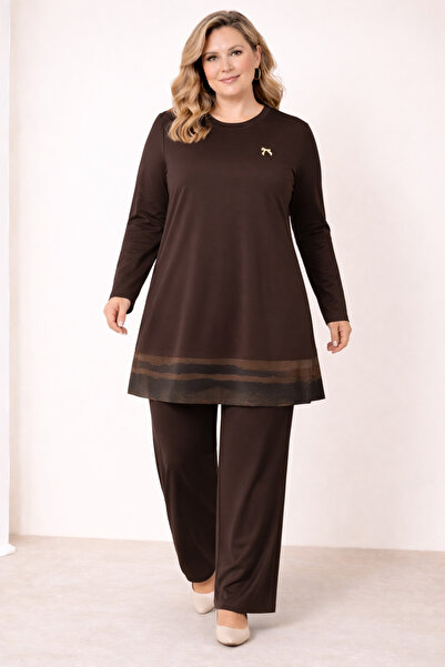 Mutlu City Women's Middle Age and Above Plus Size Kupra Tunic Pants Mom Set 2...