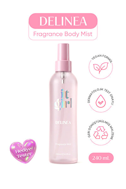 It Girl Delina Body Mist Vücut Spreyi 240 ml – Gül Notalı Çiçeksi ve Meyvemsi...