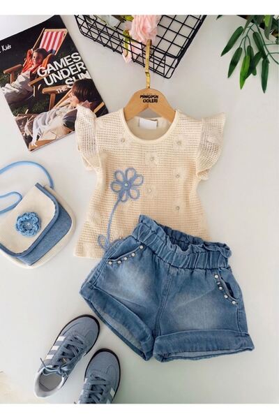 Minigimin Cicileri My Little One's Knitted Patterned Daisy Detailed Girls' 3-...