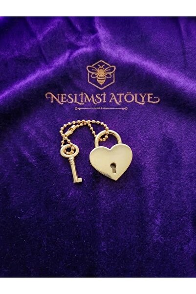 NESLİMSİ ATÖLYE Kalpli Kilit - Gold Anahtarlı Günlük ve Ajanda Kilidi