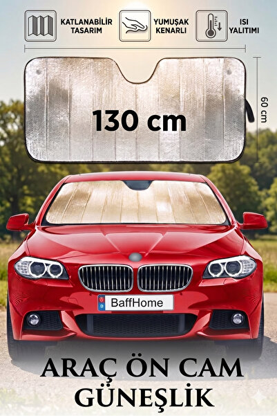 baffhome Araba Ön Cam Güneşliği BalonluParlak Alüminyum Katlanabilir Oto Güne...