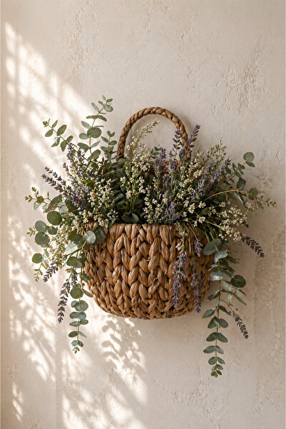 NEWNOW Ψάθινο Καλάθι Τοίχου Διακοσμητικό – Χειροποίητο Πλεκτό Ψάθινο Γλαστράκ...