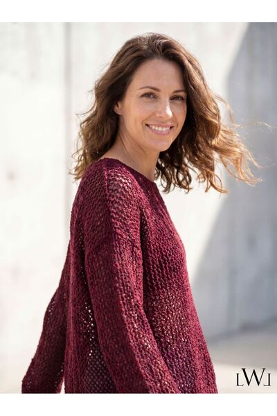 LWL Women's Openwork Mesh Knit Boat Neck Casual Crop Knitwear Blouse