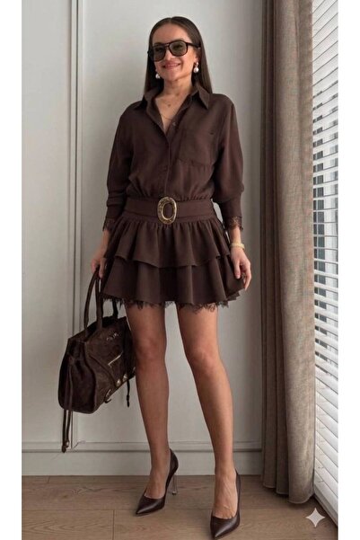 GLAMSI Rochie cu talia evidențiată prin cataramă și inserții elegante din dan...