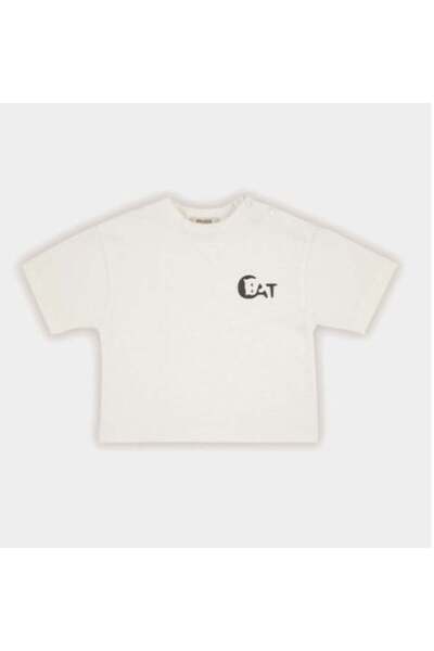 Panço Boy's Minimal Print Short Sleeve T-Shirt 0-3 Years Ecru