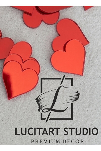 LucitART 10'lu Paket Kırmızı (Red) Pleksi Dekoratif Kalpler 1mm Kendinden Yap...