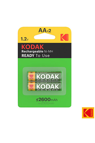 Kodak Set of 2 Rechargeable AA Batteries, 2600 mAh, Ready To Use, For High-Dr...