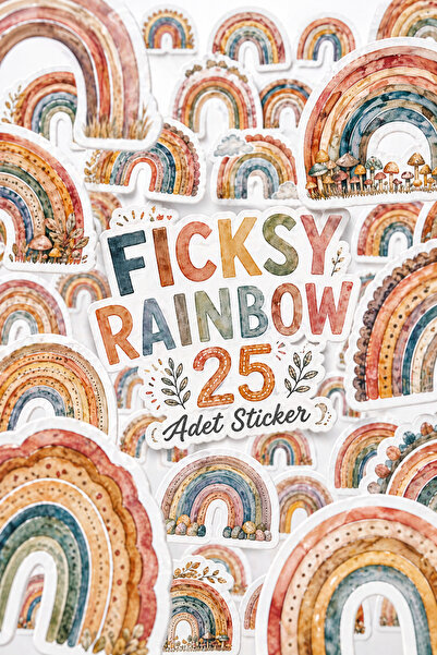 Ficksy مجموعة ملصقات قوس قزح - 25 ملصقًا دائريًا