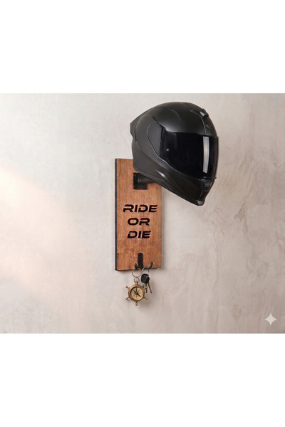 thecavehome Ride Or Die - Kask Askısı - Motosiklet Kask Tutucusu -kilim Desen