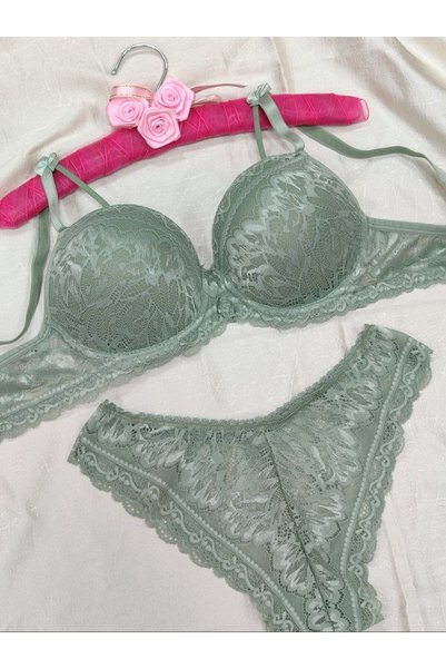 Love Angels Women's Lace Detailed Padded Underwire Bra Panty Set 4-Piece Set