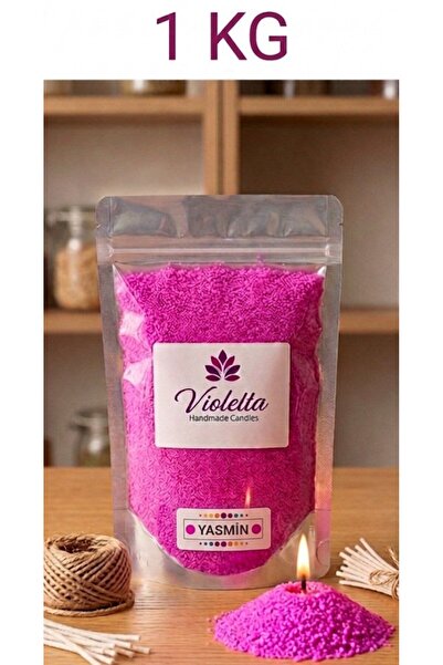 violleta Pembe - Yasemin kokusu Toz Mum Parafini ve Fitili Seti (inci tozu mu...