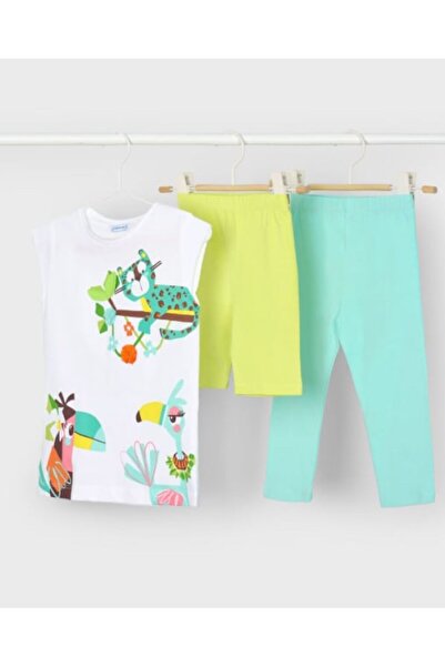MAYORAL Girl's Lion Print Leggings 3-Piece Set 2-10 Years Ecru - Green