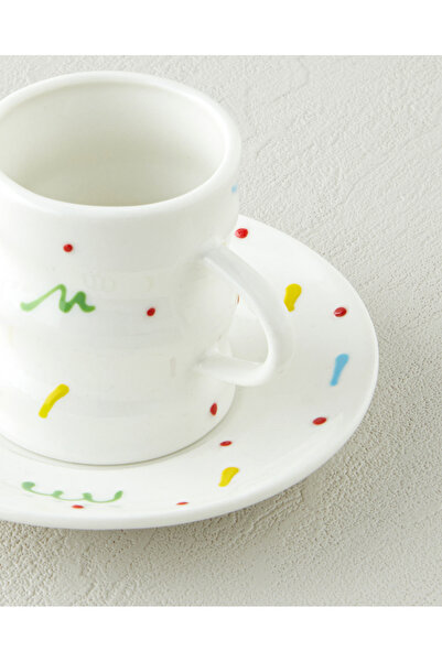 English Home Confella New Bone China 4 Parça 2 Kişilik Kahve Fincan Takımı 100 ml Renkli