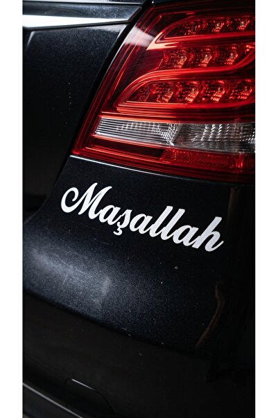 Marmoris Concept Maşallah Yazılı Araba Cam Sticker - 16 cm Beyaz El Yazısı De...