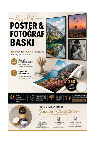 Rosaart Özel Poster, Kişiye Özel | İstediğiniz Görselde Dijital Baskı | Çerçe...