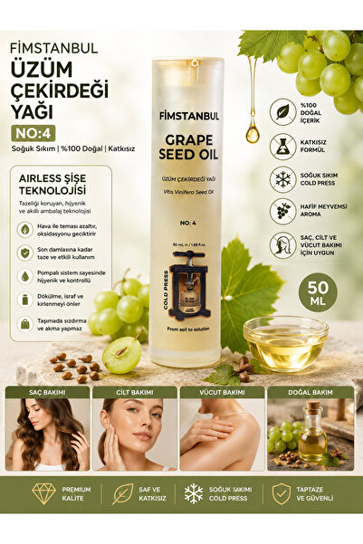 Fimstanbul Cold Pressed Grape Seed Oil 50 ml – 100% Natural Grape Seed Oil No...