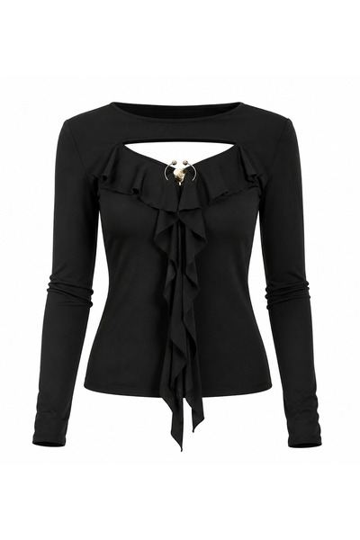 Serpirella Butik Μπλούζα με λεπτομέρεια με κορδόνια και αγκράφα