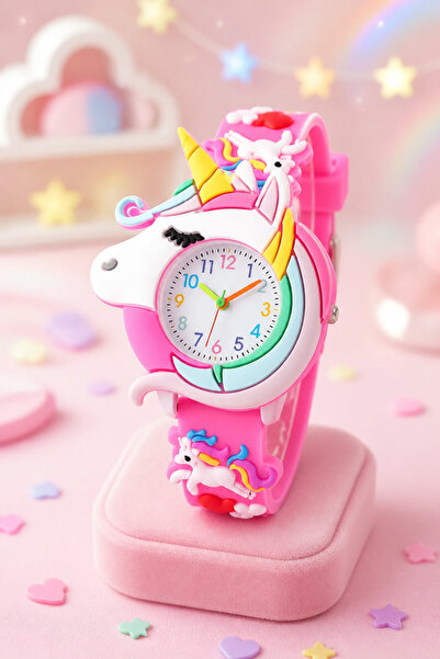 BBS Sevimli 3D Unicorn Karakterli Kız Çocuk Saati