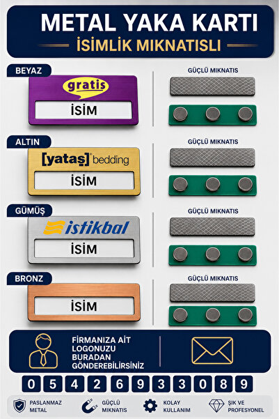 umurcraft Personel yaka isimliği metal MIKNATISLI 10 ADET