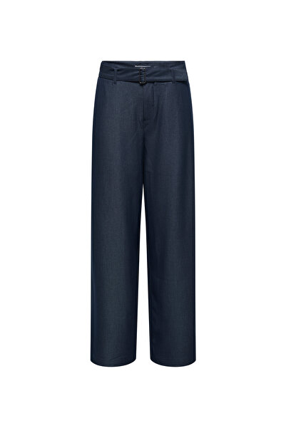 ONLY Koyu Lacivert Kadın Pantolon ONLSIGNE LIFE HW WIDE BELT PANT CC