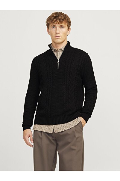 Jack & Jones Strickjacke mit Viertelreißverschluss Einfarbig Strickjacke mit ...