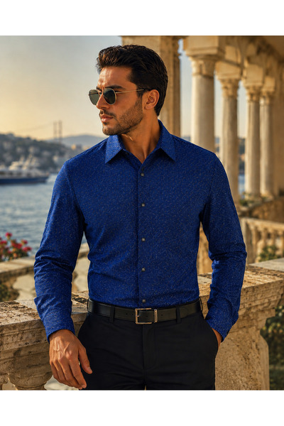 COLVIS MAN Slim Fit Long Sleeve Patterned Lycra Men's Shirt