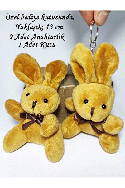 dudu kids 2 Pieces of Dark Brown Toy Plush Rabbit Keychain with Kraft Box 13 ...