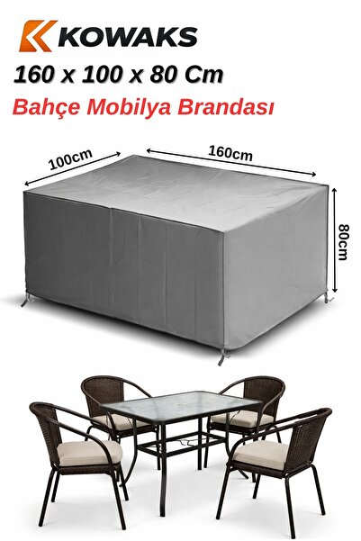 KOWAKS Bahçe Mobilya Brandası 160x100x80 Cm Masa Sandalye Koruma Örtüsü Kılıf...